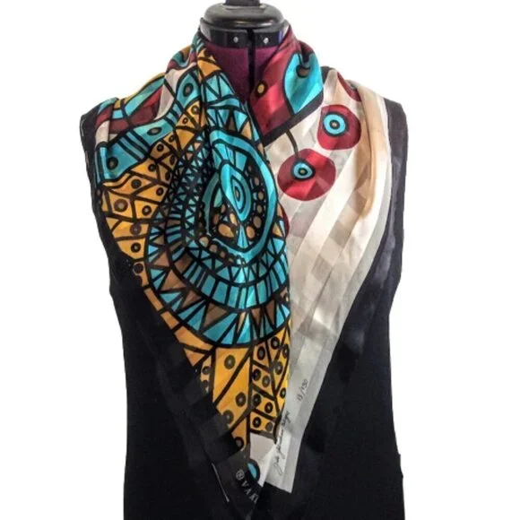 RARE Vintage Jale Yılmabaşar Ertugan Ltd Edition Vakko Silk Scarf
